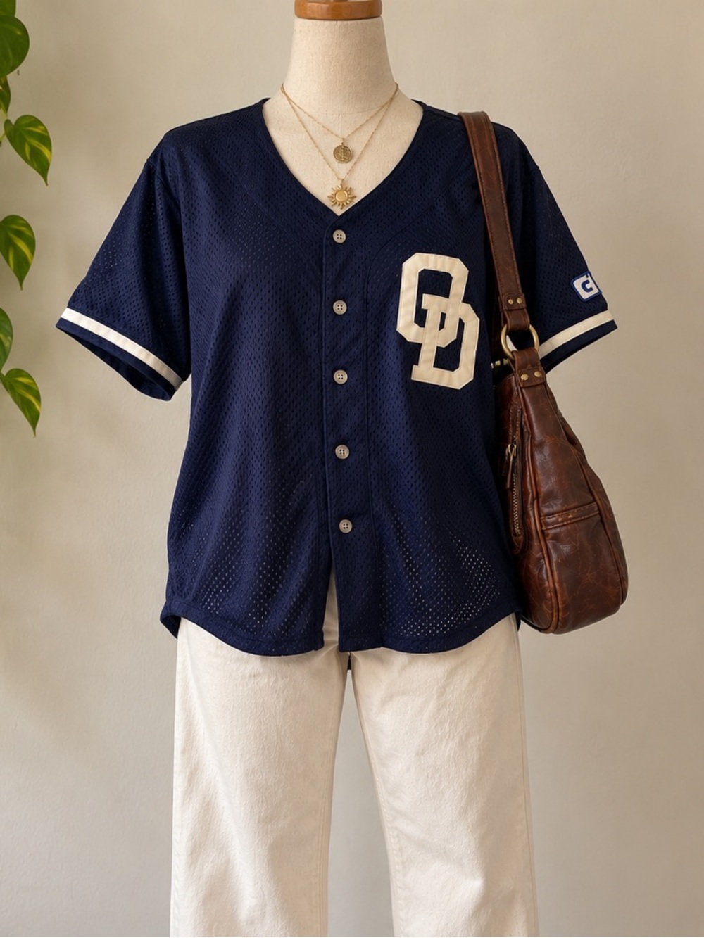Wilson Navy Button-Up Baseball Jersey with Cream Logo